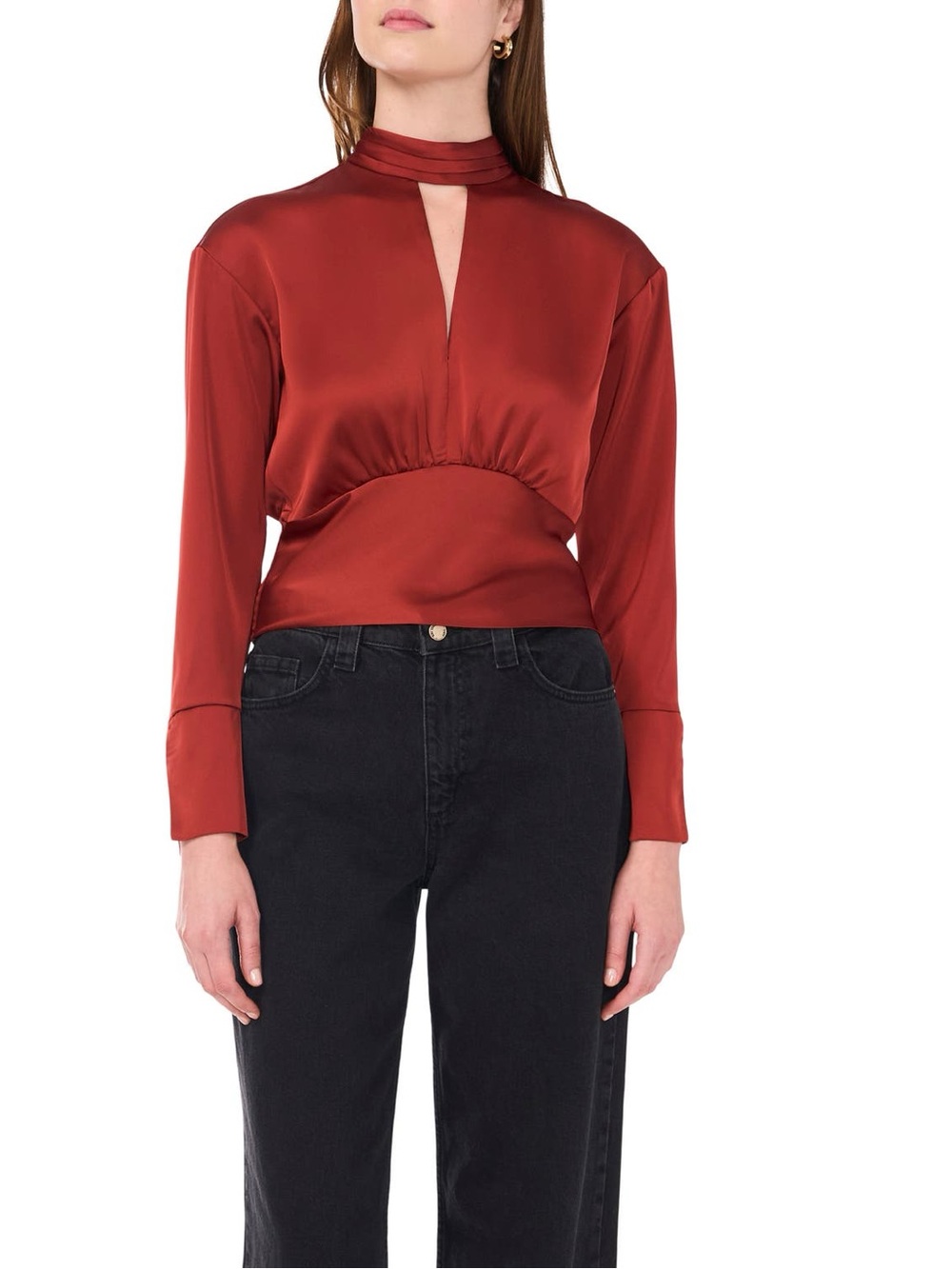 Parker The Parker Long Sleeve Keyhole Top Burnt Orange - Size S - Picture 2 of 7